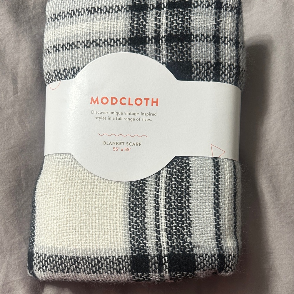 ModCloth Monochrome Plaid Blanket Scarf